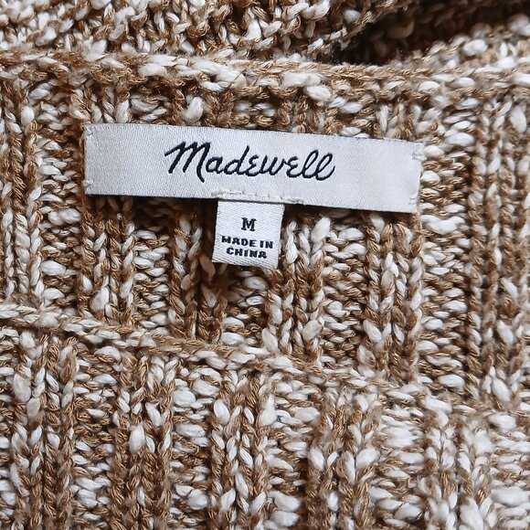 Madewell Sweaters - MADEWELL Chunky Marled Caramel/Cream Boatneck Side Button Sweater
